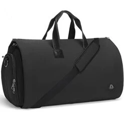 BUG Garment Bags, Convertible Garment Bag With Shoulder Strap, Shoes Compartment, Carry On Travel Suit Bags, 2 In 1 Garment Duffle Bag For Men Women Weekender Bag (Extra Large Dark Black)