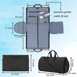 BUG Garment Bags, Convertible Garment Bag With Shoulder Strap, Shoes Compartment, Carry On Travel Suit Bags, 2 In 1 Garment Duffle Bag For Men Women Weekender Bag (Extra Large Dark Black) -Backpack Shop 41 jMyXXCDS