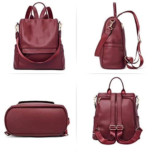 CLUCI Women Backpack Purse Fashion Leather Large Travel Bag Ladies Shoulder Bags Wine Red 3 CLUCI Women Backpack Purse Fashion Leather Large Travel Bag Ladies Shoulder Bags Wine Red - Image 3