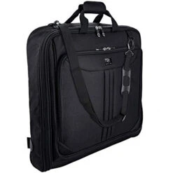 ZEGUR Suit Carry On Garment Bag For Travel & Business Trips With Shoulder Strap And Rolling Luggage Attachment Point - Black