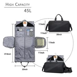 Garment Bags For Travel,Carry On Suit Bags For Men Travel,Garment Bag With Shoe Compartment,2 In 1 Waterproof Convertible Garment Bag With Shoulder Strap Black -Backpack Shop 4193cloEb2L