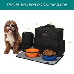 Dog Travel Bag By Modoker - Dog Travel Kit For A Weekend Away Set Includes Pet Travel Bag Organizer For Accessories, 2 Collapsible Dog Bowls, 2 Travel Dog Food Container (Black) -Backpack Shop 41LQhdz7nOL
