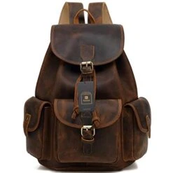 Kenox 16" Genuine Leather Laptop Backpack Vintage College School Bookbag (Brown) -Backpack Shop 41Np0zemaSL