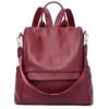 CLUCI Women Backpack Purse Fashion Leather Large Travel Bag Ladies Shoulder Bags Wine Red