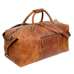 24" Leather Buffalo Travel Case Duffel Luggage Bag, Gym Travel Tote Duffel, Overnight Weekender
