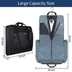 Garment Bags For Travel, Large Suit Travel Bag For Men Women With Shoulder Strap, Mancro Foldable Carry On Garment Bag Gifts For Business Trip - 2 In 1 Hanging Suitcase Luggage Bags For Travel, Black -Backpack Shop 41iRnI7PvuL