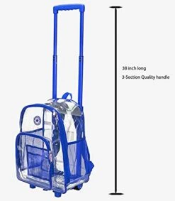 Rolling Clear Backpack Heavy Duty Bookbag See-thru Workbag Travel Daypack Transparent School Luggage With Wheels Royal Blue 8 Rolling Clear Backpack Heavy Duty Bookbag See-thru Workbag Travel Daypack Transparent School Luggage With Wheels Royal Blue -Backpack Shop 41m0w 2BGxTuL