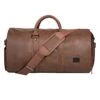 Seyfocnia Carry On Garment Bag, Waterproof Mens Garment Bag For Travel Business, Large Leather Duffel Bag With Shoe Compartment -Brown