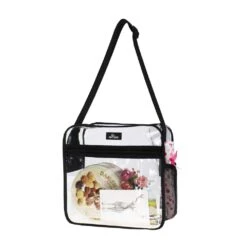 MAY TREE Clear Bag Stadium Approved, Cold-Resistant, Lightweight And Waterproof, Transparent Tote Bag And Gym Clear Bag, See Through Tote Bag For Work, Sports Games And Concerts-12 X12 X6 (Black-S)