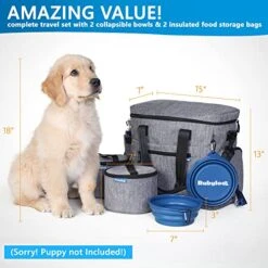 Rubyloo The Original Doggy Bag™- Dog Travel Bag For Supplies With 2 BPA-Free Collapsible Dog Bowls, 2 Dog Food Travel Containers-A Dog Travel Kit For Road Trips Or Weekend Away. Airline Approved -Backpack Shop 51HvXDMjsVL