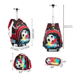 Meetbelify Girls Unicorn Rolling Backpacks Kids Backpack With Wheels For Girls School Bags With Lunch Box (Football) -Backpack Shop 51P6JqkSVbL