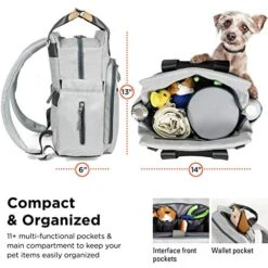 ARCA PET Travel Bag For Cat & Dog Backpack - Store All Dog Stuff & Puppy Supplies - Includes 1 Dog Travel Bag, 1 Large Dog Food Travel Container, 2 Collapsible Travel Dog Bowls (Grey) -Backpack Shop 51QEEeJ4wJL