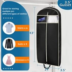 MISSLO 43" Gusseted Travel Garment Bag With Accessories Zipper Pocket Breathable Suit Garment Cover For Shirts Dresses Coats, Black -Backpack Shop 51RZD0yx2JL