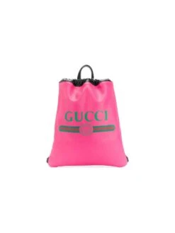 Gucci Men's Fuchsia/Pink Gu Print Drawstring Backpack