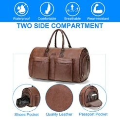Modoker Convertible Leather Garment Bag, Carry On Garment Bags For Travel Waterproof Garment Duffel Bag Gifts For Men Women Business - 2 In 1 Hanging Suitcase Suit Travel Bags In Brown 8 Modoker Convertible Leather Garment Bag, Carry On Garment Bags For Travel Waterproof Garment Duffel Bag Gifts For Men Women Business - 2 In 1 Hanging Suitcase Suit Travel Bags In Brown -Backpack Shop 51WWveEbwyL