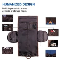 Seyfocnia Carry On Garment Bag, Waterproof Mens Garment Bag For Travel Business, Large Leather Duffel Bag With Shoe Compartment -Brown -Backpack Shop 51ZCkkidlCL