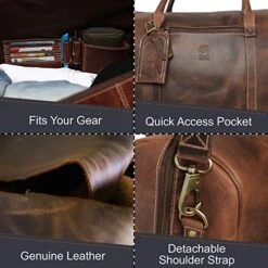 Handmade Leather Carry On Bag - Airplane Underseat Travel Duffel Bags By Rustic Town (Mulberry) -Backpack Shop 51bskYpGd7L