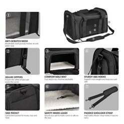 Henkelion Cat Carriers Dog Carrier Pet Carrier For Small Medium Cats Dogs Puppies Up To 15 Lbs, TSA Airline Approved Small Dog Carrier Soft Sided, Collapsible Travel Puppy Carrier - Black -Backpack Shop 51jShqER wL