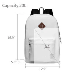 Lightweight Backpack For School, VASCHY Classic Basic Water Resistant Casual Daypack For Travel With Bottle Side Pockets (White) -Backpack Shop 51k8smkCNGL
