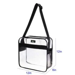 MAY TREE Clear Bag Stadium Approved, Cold-Resistant, Lightweight And Waterproof, Transparent Tote Bag And Gym Clear Bag, See Through Tote Bag For Work, Sports Games And Concerts-12 X12 X6 (Black-S) -Backpack Shop 51oysdD46PL