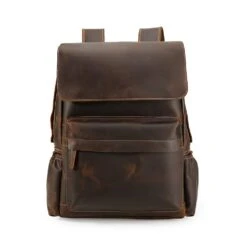 Tiding 15.6 Inch Vintage Men's Crazy Horse Cowhide Real Leather Laptop Backpack Large Capacity Travel Bag Bookbag With YKK Zipper -Backpack Shop 51p0FvF0DkL