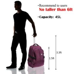 SKYMOVE 19 Inches Waterproof Wheeled Rolling Backpack For Adults And School Students Laptop Books Travel Backpack Bag, Purple 11 SKYMOVE 19 Inches Waterproof Wheeled Rolling Backpack For Adults And School Students Laptop Books Travel Backpack Bag, Purple -Backpack Shop 51sk7R7 McL