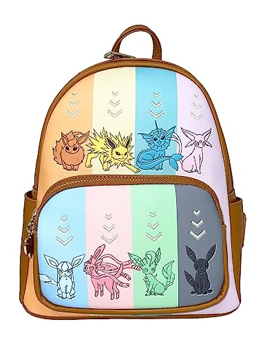 Loungefly Pokemon Eeveelutions Womens Double Strap Shoulder Bag Purse (Brown) 1 Loungefly Pokemon Eeveelutions Womens Double Strap Shoulder Bag Purse (Brown)