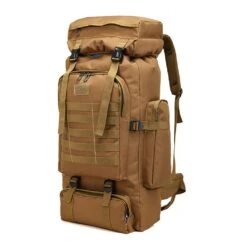 WintMing 70L Large Camping Hiking Backpack Tactical Military Molle Rucksack For Trekking Traveling Oxford Waterproof Mountaineering Pack Large Daypack For Men (Khaki)