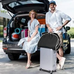 MISSLO 43" Gusseted Travel Garment Bag With Accessories Zipper Pocket Breathable Suit Garment Cover For Shirts Dresses Coats, Black -Backpack Shop 51wulJJ6DML