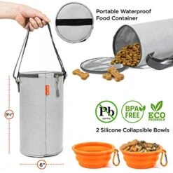 ARCA PET Travel Bag For Cat & Dog Backpack - Store All Dog Stuff & Puppy Supplies - Includes 1 Dog Travel Bag, 1 Large Dog Food Travel Container, 2 Collapsible Travel Dog Bowls (Grey) -Backpack Shop 51x0jQZvu4L