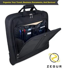 ZEGUR Suit Carry On Garment Bag For Travel & Business Trips With Shoulder Strap And Rolling Luggage Attachment Point - Black 8 ZEGUR Suit Carry On Garment Bag For Travel & Business Trips With Shoulder Strap And Rolling Luggage Attachment Point - Black -Backpack Shop 51xWF2qvgDL