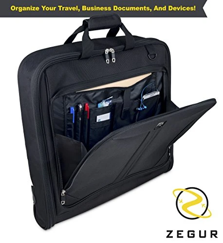 ZEGUR Suit Carry On Garment Bag For Travel & Business Trips With Shoulder Strap And Rolling Luggage Attachment Point - Black 3 ZEGUR Suit Carry On Garment Bag For Travel & Business Trips With Shoulder Strap And Rolling Luggage Attachment Point - Black - Image 3