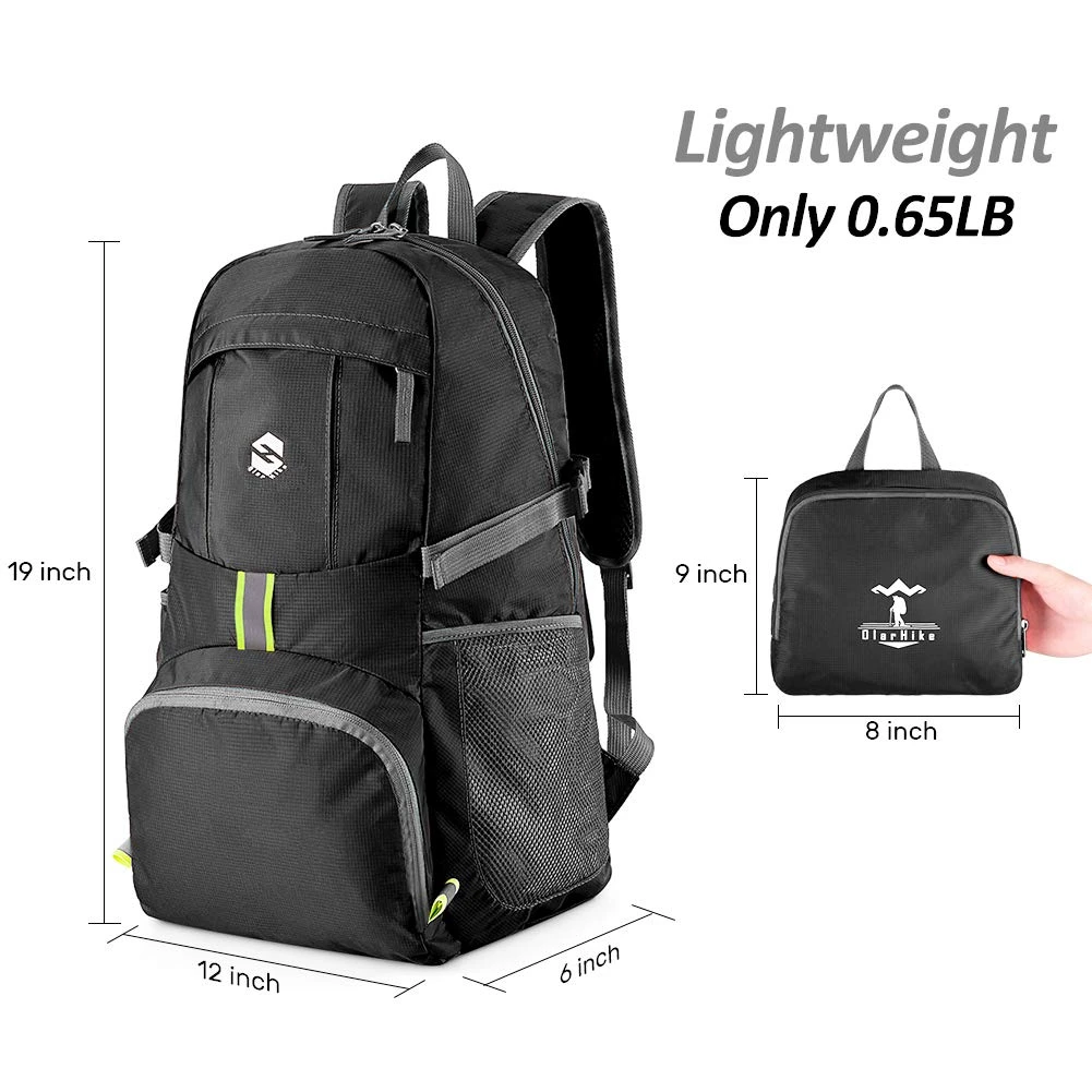 OlarHike Lightweight Travel Backpack, 35L Water Resistant Packable Traveling/Hiking Backpack Daypack For Men & Women, Multipurpose Use, Black 7 OlarHike Lightweight Travel Backpack, 35L Water Resistant Packable Traveling/Hiking Backpack Daypack For Men & Women, Multipurpose Use, Black - Image 7