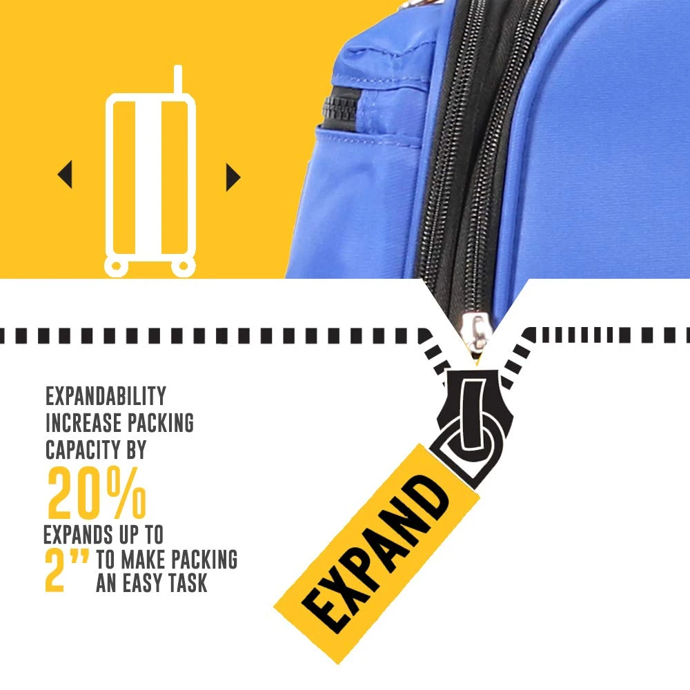 LUCAS Ultra Lightweight Carry On - Expandable Softside 20 Inch Luggage - Small Rolling Bag Fits Most Airline Compartments - Durable 8-Spinner Wheels Suitcase (Royal Blue) 4 LUCAS Ultra Lightweight Carry On - Expandable Softside 20 Inch Luggage - Small Rolling Bag Fits Most Airline Compartments - Durable 8-Spinner Wheels Suitcase (Royal Blue) - Image 4