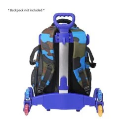 Wheeled Backpack Cart,Aluminium Alloy Folding Trolley Cart For Backpack (Blue, 6 Wheels) -Backpack Shop 612jY7vToHL