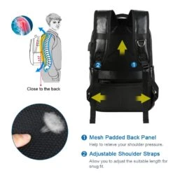 VBG VBIGER Leather Backpack For Mens Travel College Business Waterproof PU Leather Backpack For 15.6 Inch Laptop With USB Charging Port And Headphone Port (Black) -Backpack Shop 612zw3OD2wL