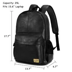 Vegan Backpack Leather Bookbag For Women Men, LXY Vintage Laptop Backpack Black Faux Leather Backpack Campus School College Bookbag Travel Daypack -Backpack Shop 613RUdZ3kSL