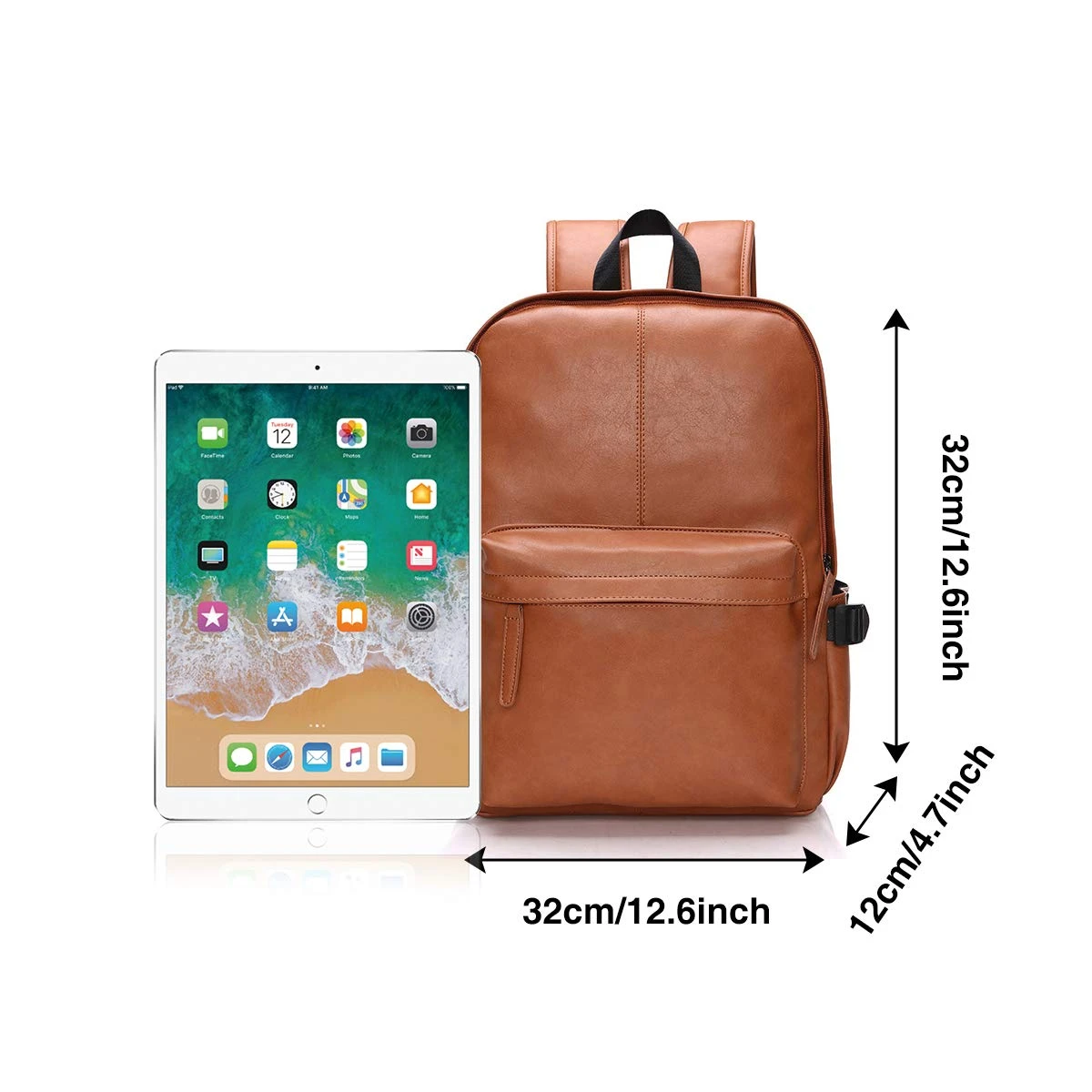 Vintage PU Leather Backpack, OURBAG Outdoor School College Bookbag Fit Laptop Computer Backpack Brown 5 Vintage PU Leather Backpack, OURBAG Outdoor School College Bookbag Fit Laptop Computer Backpack Brown - Image 5