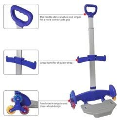 Wheeled Backpack Cart,Aluminium Alloy Folding Trolley Cart For Backpack (Blue, 6 Wheels) -Backpack Shop 616VazagpYL