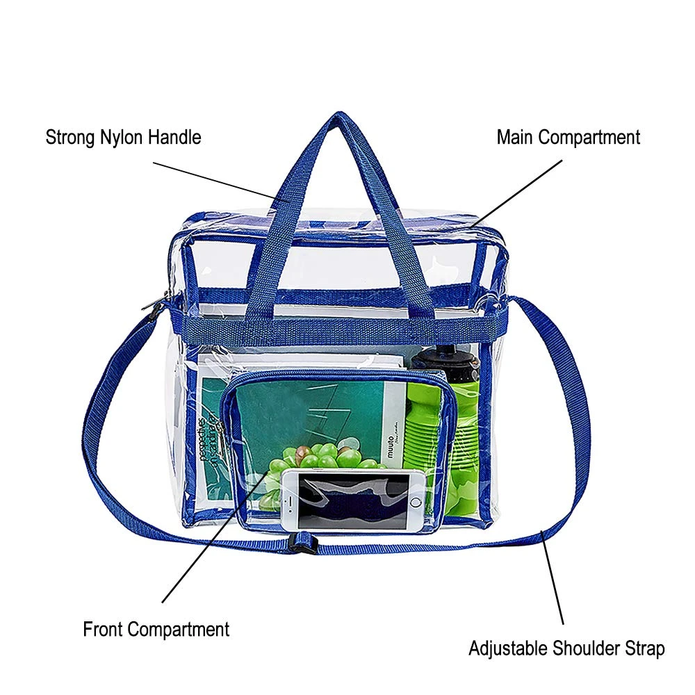 Magicbags Clear Tote Bag Stadium Approved,Adjustable Shoulder Strap And Zippered Top,Stadium Security Travel & Gym Clear Bag, Perfect For Work, School, Sports Games And Concerts-12" X12" X6"(Blue) 5 Magicbags Clear Tote Bag Stadium Approved,Adjustable Shoulder Strap And Zippered Top,Stadium Security Travel & Gym Clear Bag, Perfect For Work, School, Sports Games And Concerts-12" X12" X6"(Blue) - Image 5