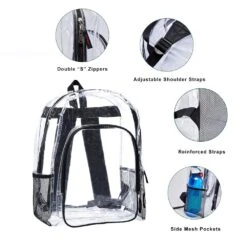 Heavy Duty Clear Backpack,Transparent Vinyl Backpack With Adjustable Straps, See Through Backpack For Work ,School,Security Travel And Sports 12 Heavy Duty Clear Backpack,Transparent Vinyl Backpack With Adjustable Straps, See Through Backpack For Work ,School,Security Travel And Sports -Backpack Shop 619AYINJzmL