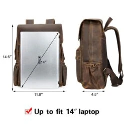 Tiding Genuine Leather Backpack 14 Inch Laptop Backpack Vintage Travel College School Bag Daypack For Men -Backpack Shop 61B Eo7OsZL