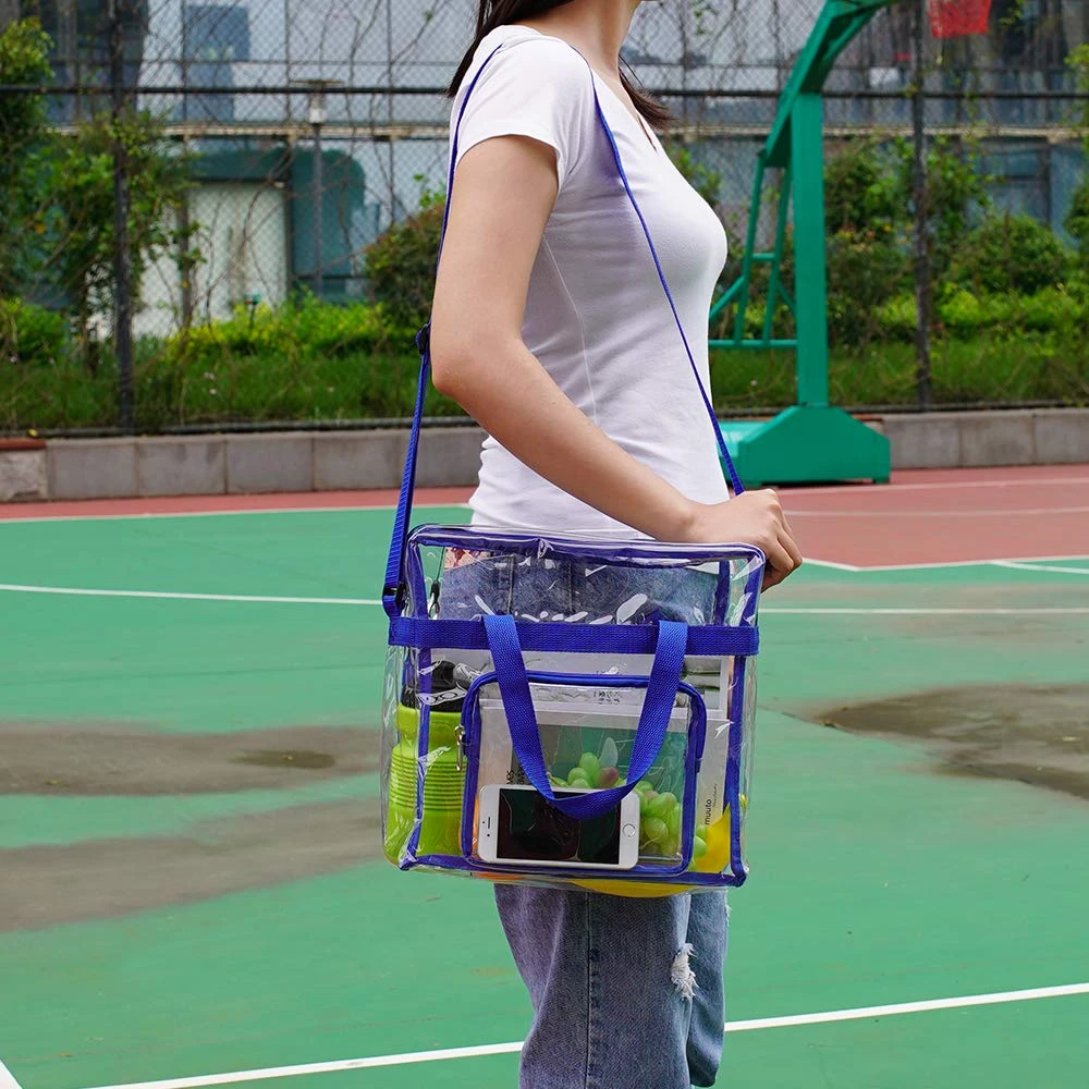 Magicbags Clear Tote Bag Stadium Approved,Adjustable Shoulder Strap And Zippered Top,Stadium Security Travel & Gym Clear Bag, Perfect For Work, School, Sports Games And Concerts-12" X12" X6"(Blue) 3 Magicbags Clear Tote Bag Stadium Approved,Adjustable Shoulder Strap And Zippered Top,Stadium Security Travel & Gym Clear Bag, Perfect For Work, School, Sports Games And Concerts-12" X12" X6"(Blue) - Image 3