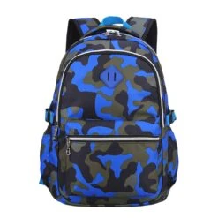 Ladyzone Camo School Backpack Lightweight Schoolbag Travel Camp Outdoor Daypack Bookbag For Your Children (Camouflage Blue（NS）)