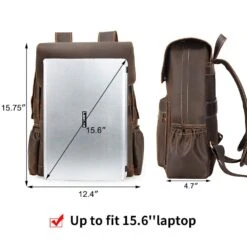 Tiding 15.6 Inch Vintage Men's Crazy Horse Cowhide Real Leather Laptop Backpack Large Capacity Travel Bag Bookbag With YKK Zipper -Backpack Shop 61G14 2Bs pGL