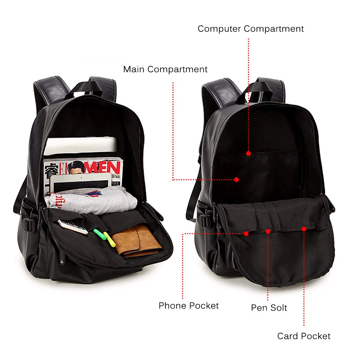 Vintage PU Leather Backpack, OURBAG Outdoor School College Bookbag Fit Laptop Computer Backpack For Man And Woman 5 Vintage PU Leather Backpack, OURBAG Outdoor School College Bookbag Fit Laptop Computer Backpack For Man And Woman - Image 5