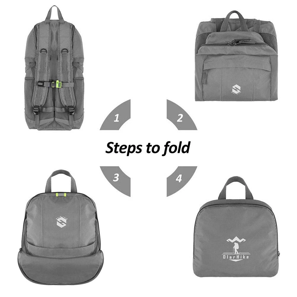 OlarHike Lightweight Travel Backpack, 35L Water Resistant Packable Traveling/Hiking Backpack Daypack For Men & Women, Multipurpose Use - Grey 5 OlarHike Lightweight Travel Backpack, 35L Water Resistant Packable Traveling/Hiking Backpack Daypack For Men & Women, Multipurpose Use - Grey - Image 5