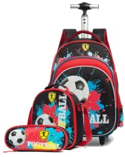 Meetbelify Girls Unicorn Rolling Backpacks Kids Backpack With Wheels For Girls School Bags With Lunch Box (Football) -Backpack Shop 61JkhByCcIL