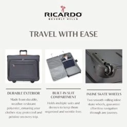 Ricardo Beverly Hills Montecito 2.0 Softside Wheeled Rolling Garment Bag For Travel, Men And Women, Built-in Suit Compartment, 23-inch, Grey -Backpack Shop 61JzIkgkGeL