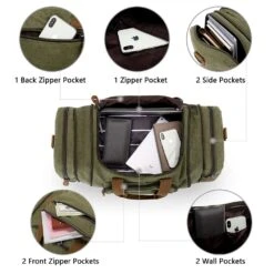 Plambag Canvas Duffle Bag For Travel, 50L Duffel Overnight Weekend Bag(Army Green) -Backpack Shop 61L3bzvTlVL